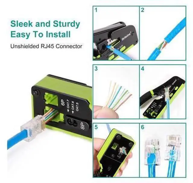 Alt view image 2 of 7 - 50 Pack Cat6 Pass Through RJ45 UTP Connectors with 50 Matching Transparent Strain Relief Boots, Cat6 RJ45 Pass Through Plugs for Solid & Stranded Ethernet LAN Cables, Transparent Network Cable Crimp P