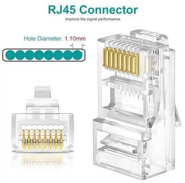 Alt view image 7 of 7 - 50 Pack Cat6 Pass Through RJ45 UTP Connectors with 50 Matching Transparent Strain Relief Boots, Cat6 RJ45 Pass Through Plugs for Solid & Stranded Ethernet LAN Cables, Transparent Network Cable Crimp P