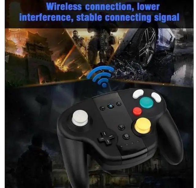 Alt view image 5 of 7 - Wireless Shock Game Controller Pad with Dual Analog Sticks, Retro GameCube NGC Style Wireless Gamepad, Bluetooth Gaming Controller Compatible with Nintendo Switch, Support Vibration Rumble, Turbo Func