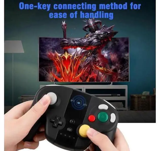 Alt view image 6 of 7 - Wireless Shock Game Controller Pad with Dual Analog Sticks, Retro GameCube NGC Style Wireless Gamepad, Bluetooth Gaming Controller Compatible with Nintendo Switch, Support Vibration Rumble, Turbo Func