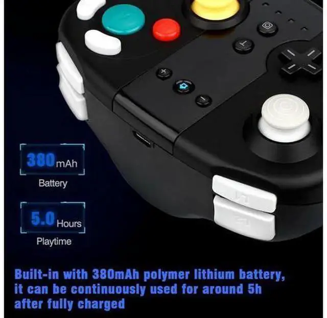 Alt view image 3 of 7 - Wireless Shock Game Controller Pad with Dual Analog Sticks, Retro GameCube NGC Style Wireless Gamepad, Bluetooth Gaming Controller Compatible with Nintendo Switch, Support Vibration Rumble, Turbo Func