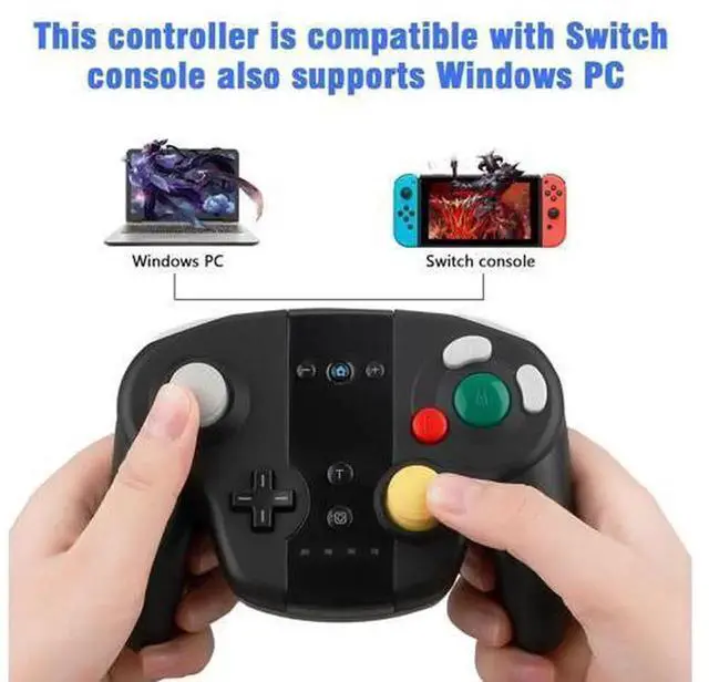 Alt view image 7 of 7 - Wireless Shock Game Controller Pad with Dual Analog Sticks, Retro GameCube NGC Style Wireless Gamepad, Bluetooth Gaming Controller Compatible with Nintendo Switch, Support Vibration Rumble, Turbo Func
