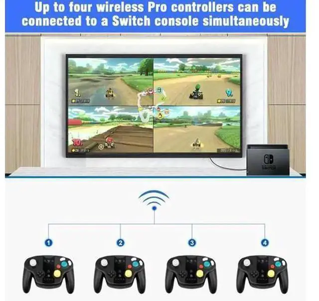 Alt view image 2 of 7 - Wireless Shock Game Controller Pad with Dual Analog Sticks, Retro GameCube NGC Style Wireless Gamepad, Bluetooth Gaming Controller Compatible with Nintendo Switch, Support Vibration Rumble, Turbo Func