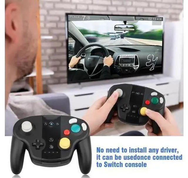 Alt view image 4 of 7 - Wireless Shock Game Controller Pad with Dual Analog Sticks, Retro GameCube NGC Style Wireless Gamepad, Bluetooth Gaming Controller Compatible with Nintendo Switch, Support Vibration Rumble, Turbo Func