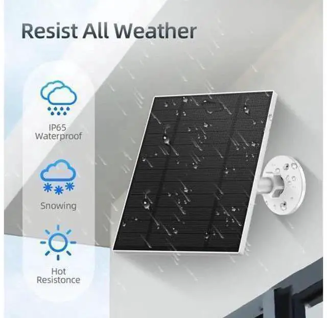 Alt view image 5 of 7 - 2 Pack 5W Solar Panel for Security Camera, DC 5V Solar Charger with Micro USB & USB-C Dual Ports, IP65 Waterproof Outdoor Solar Power Supply, 360° Adjustable Mount Bracket, 9.8FT Extension Cable, Whit