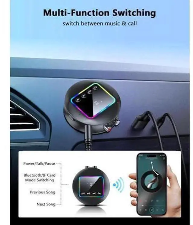 Alt view image 4 of 7 - Bluetooth 5.4 Audio Transmitter Receiver Adapter, 2-in-1 TX RX Wireless Bluetooth Audio Dongle with AUX, RCA, TF Card & NFC Function, Plug and Play Bluetooth Converter for TV, PC, Headphones, P