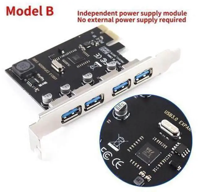 Main image of 4 Port USB 3.0 PCI-E Expansion Card, PCIe X1 USB3.0 Hub Adapter Internal PCI Express USB 3.0 Controller Card, High Speed 5Gbps PCIe 1X(B) USB Expansion Board for Desktop PC Windows Linux