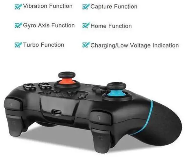 Alt view image 3 of 6 - Wireless Bluetooth Game Controller with 6-Axis Gyro & Dual Motor Vibration, Ergonomic Wireless Gamepad Compatible with Nintendo Switch/Switch Lite/Switch OLED, Rechargeable Switch Gaming Accessory wit