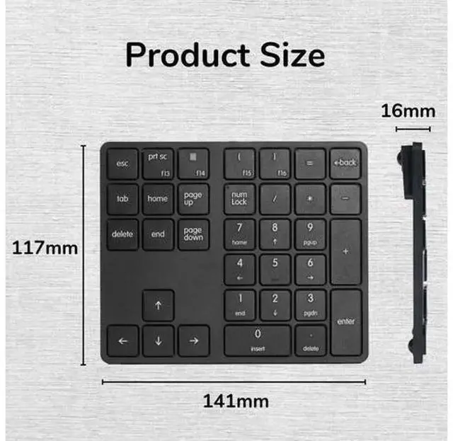 Alt view image 5 of 5 - Levieny 34 Keys Wired USB Numeric Keypad, Magicforce Portable 10 Key Number Pad with Full Accounting Layout, Plug and Play External Digital Keypad for Laptop, Notebook, Surface Pro, Desktop PC, Black