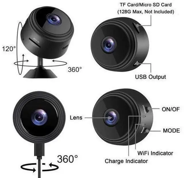 Alt view image 5 of 7 - Mini Hidden Wireless WiFi Camera 1080P HD Secret Nanny Cam, APP Remote Control Surveillance Camera with Infrared Night Vision, Indoor Outdoor Security Camera for Baby Monitor, Pet Recording, Support V