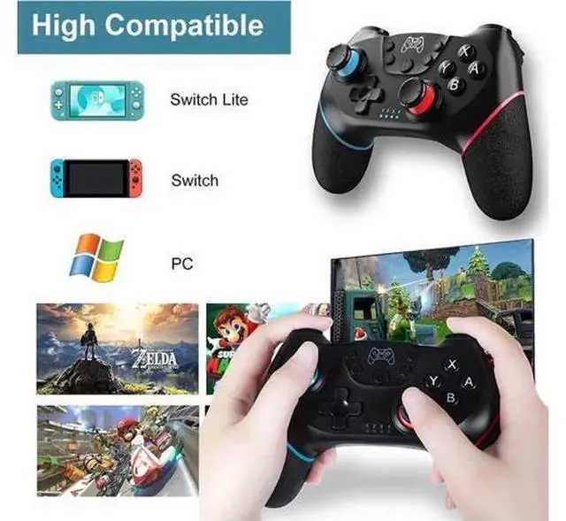 Alt view image 6 of 6 - Sefitopher Wireless Bluetooth Pro Game Controller Compatible with Nintendo Switch/Switch Lite/Switch OLED & PC, Wireless Switch Gamepad Joypad with 6-Axis Gyro, Turbo Function, Dual Vibration, Comes
