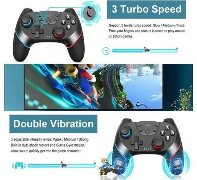 Alt view image 4 of 6 - Sefitopher Wireless Bluetooth Pro Game Controller Compatible with Nintendo Switch/Switch Lite/Switch OLED & PC, Wireless Switch Gamepad Joypad with 6-Axis Gyro, Turbo Function, Dual Vibration, Comes