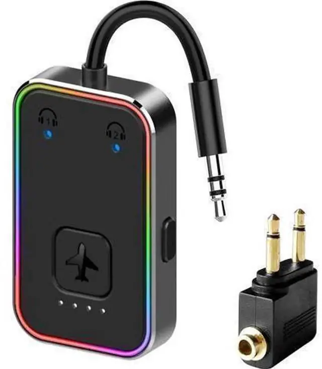 Main image of 2024 Upgraded Pro Aircraft Bluetooth 5.4 Audio Transmitter with Metal Frame, aptX Low Latency Wireless Adapter, Simultaneously Connect 2 Headphones/AirPods, Portable Bluetooth Transmitter for In-Fligh