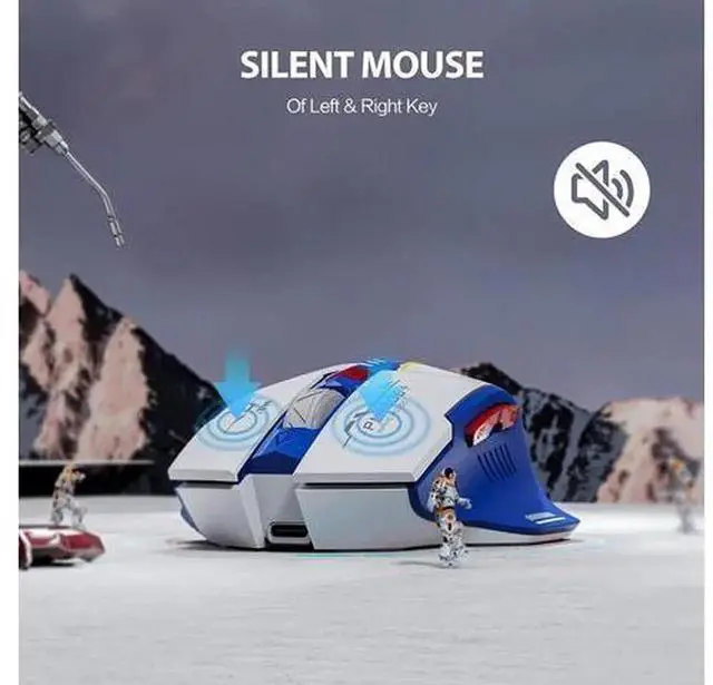 Alt view image 4 of 7 - Rechargeable 2.4G Wireless Ergonomic Silent Mouse, Mecha Styling Wireless Computer Mice with USB Nano Receiver, Quiet Click Rechargeable Gaming Office Mouse Compatible with Laptop, Desktop PC, Windows