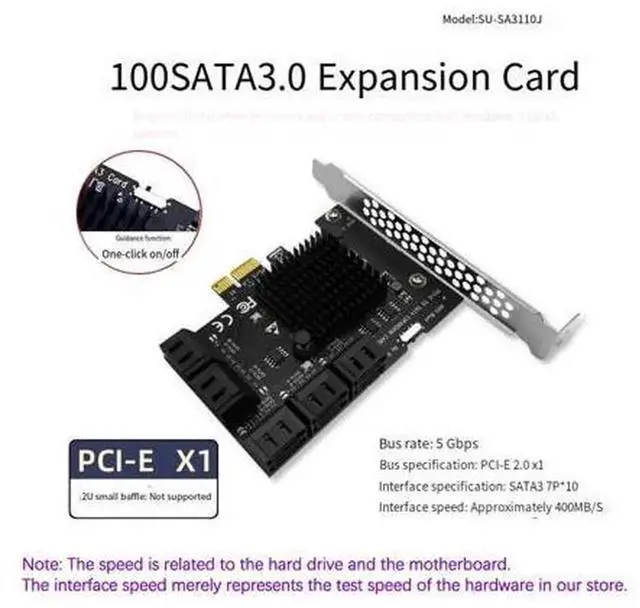 Main image of SA3110J PCI-E X1 SATA 3.0 Expansion Card 10 Port, Multi-Port SATA Controller Adapter Available in 8/10/12/16/24 Versions, 6Gbps Desktop HDD SSD Storage Expansion Card, Driver Required for SA3110J Chip