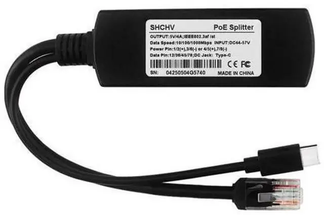 Alt view image 7 of 7 - 5V 4A Gigabit PoE Splitter Type-C Output, IEEE 802.3af/at Compliant 10/100/1000Mbps Power Over Ethernet Adapter, PoE Power Supply Exchanger for Raspberry Pi 5/4, IP Camera, Dropcam, Tablets, 1 Pack