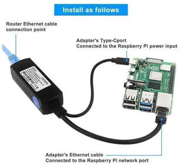 Alt view image 5 of 7 - 5V 4A Gigabit PoE Splitter Type-C Output, IEEE 802.3af/at Compliant 10/100/1000Mbps Power Over Ethernet Adapter, PoE Power Supply Exchanger for Raspberry Pi 5/4, IP Camera, Dropcam, Tablets, 1 Pack