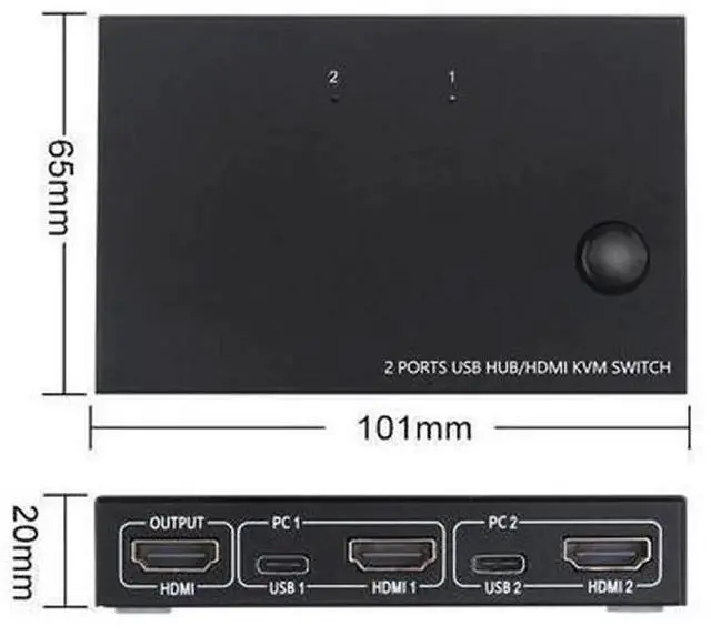 Alt view image 4 of 5 - 2 Port 4K VGA KVM Switch with Built-in USB Hub, Dual Computer Keyboard Mouse Printer Sharing Switcher Splitter Box, One Button Control KVM Switch for Desktop PC Monitor Office Equipment Sharing