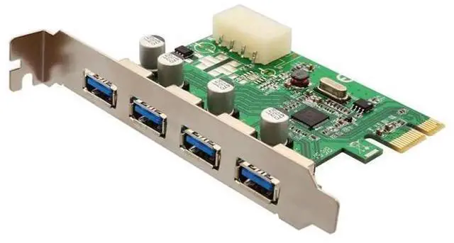 Main image of Syba SD-PEX20133 PCIe x1 4-Port USB 3.0 Expansion Card with Molex Auxiliary Power, 5Gbps Super Speed USB Hub for Desktop PC