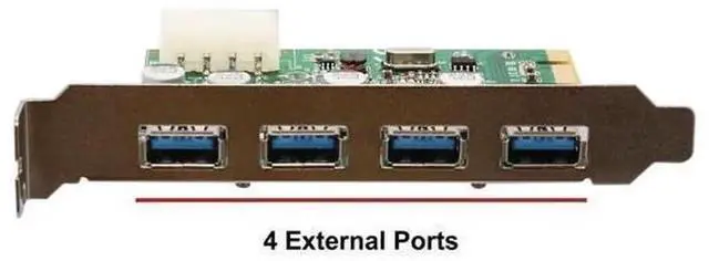 Alt view image 4 of 4 - Syba SD-PEX20133 PCIe x1 4-Port USB 3.0 Expansion Card with Molex Auxiliary Power, 5Gbps Super Speed USB Hub for Desktop PC