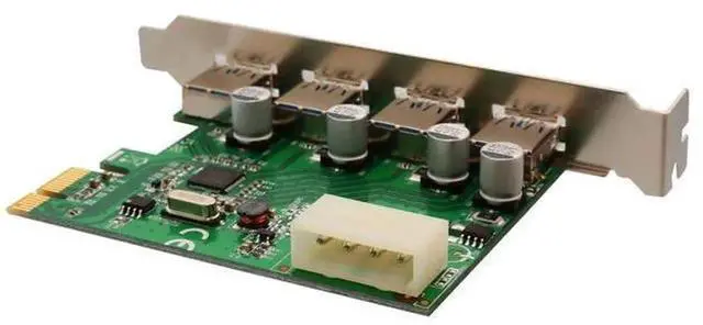 Alt view image 2 of 4 - Syba SD-PEX20133 PCIe x1 4-Port USB 3.0 Expansion Card with Molex Auxiliary Power, 5Gbps Super Speed USB Hub for Desktop PC