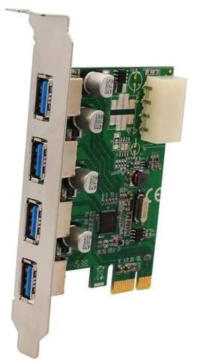 Alt view image 3 of 4 - Syba SD-PEX20133 PCIe x1 4-Port USB 3.0 Expansion Card with Molex Auxiliary Power, 5Gbps Super Speed USB Hub for Desktop PC