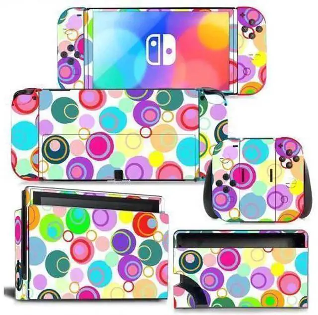 Main image of Christmas Candy Color Full Vinyl Skin Decal Wrap for Nintendo Switch NS Console, Joy-Con Controllers & Charging Dock, Protective Decor Film Pattern 1225