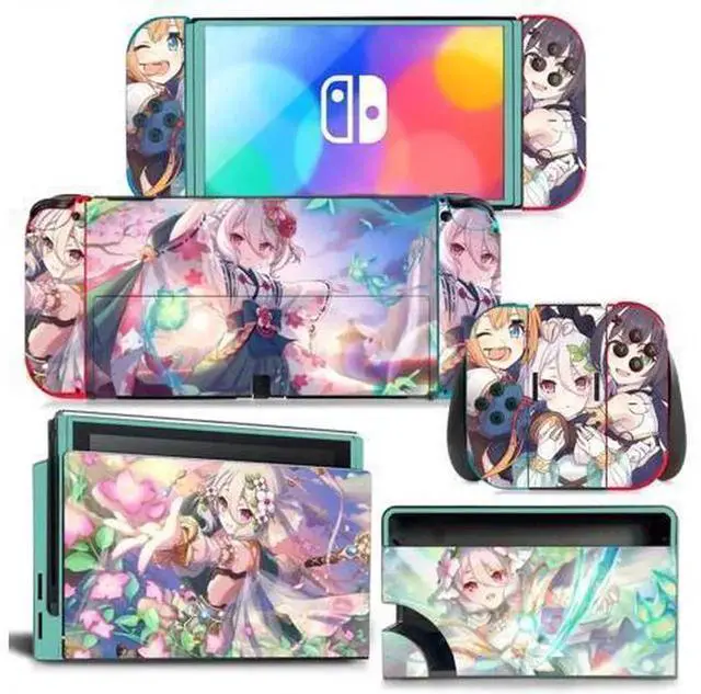 Main image of Cartoon Girl Full Vinyl Skin Decal Protective Film for Nintendo Switch NS Console, Joy-Con Controllers & Charging Dock, Decor Wrap Pattern 1712