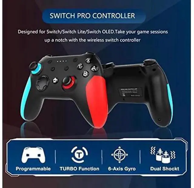 Alt view image 5 of 5 - Wireless Switch Pro Controller, Bluetooth Game Remote Gamepad for Nintendo Switch/Switch Lite/OLED, Built-in Rechargeable Battery, Adjustable Turbo & Dual Vibration Motors