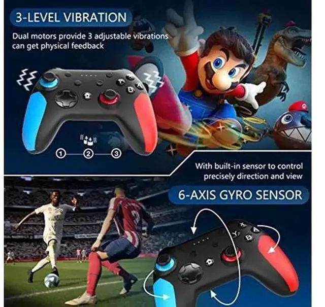 Alt view image 3 of 5 - Wireless Switch Pro Controller, Bluetooth Game Remote Gamepad for Nintendo Switch/Switch Lite/OLED, Built-in Rechargeable Battery, Adjustable Turbo & Dual Vibration Motors