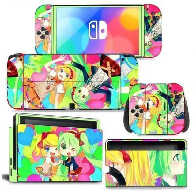 Main image of Japanese Girl Cartoon Full Vinyl Skin Decal Protective Film for Nintendo Switch NS Console, Joy-Con Controllers & Charging Dock, Decor Wrap Pattern 1437