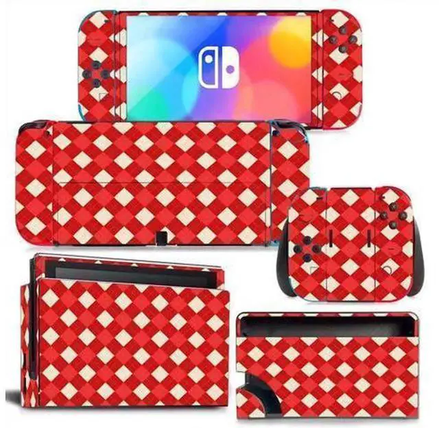Main image of Christmas Candy Color Full Vinyl Skin Decal Wrap for Nintendo Switch NS Console, Joy-Con Controllers & Charging Dock, Protective Decor Film Pattern 1207