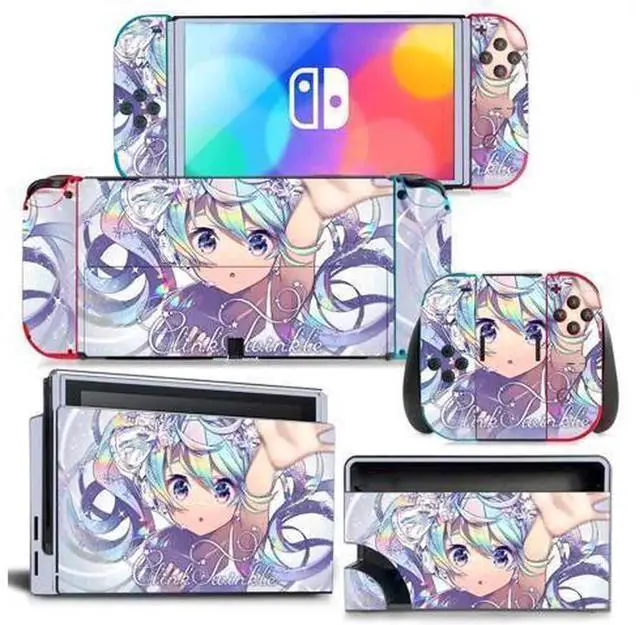 Main image of Japanese Girl Cartoon Full Vinyl Skin Protective Decal Set for Nintendo Switch Console, Joy-Con Controllers & Charging Dock, Decor Sticker Pattern 1437