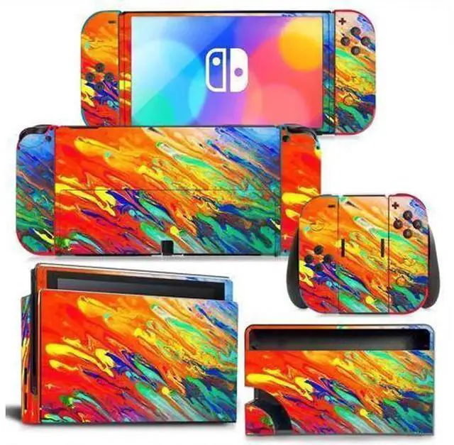 Main image of HD Printed Full Vinyl Skin Decal Protective Film for Nintendo Switch Console, Joy-Con Controllers & Charging Dock, Decorative Wrap Pattern 1234