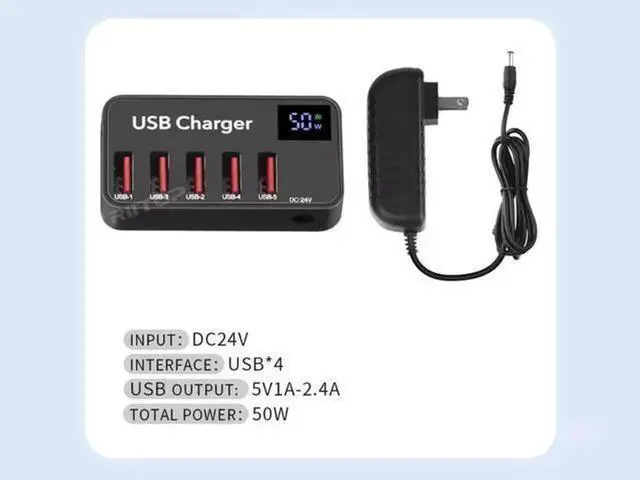 Alt view image 2 of 5 - 40W 4-Port USB Multi Charger Block, Fast Charging PowerPort 4 USB Wall Power Adapter Compatible with iPhone 14 Pro Max/13/12, iPad Pro Air Mini, Samsung Galaxy S23 S22 S21 Note 20 Ultra, LG Nexus HTC