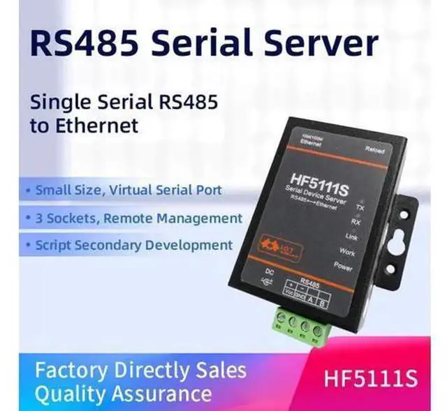 Alt view image 6 of 7 - HF HF5111S RS485 Serial to Ethernet Converter, Industrial Serial Server DTU, Supports Modbus RTU to Modbus TCP and MQTT, Built-in FreeRTOS System, 10/100M RJ45 Serial Transmission Gateway for PLC, Sen