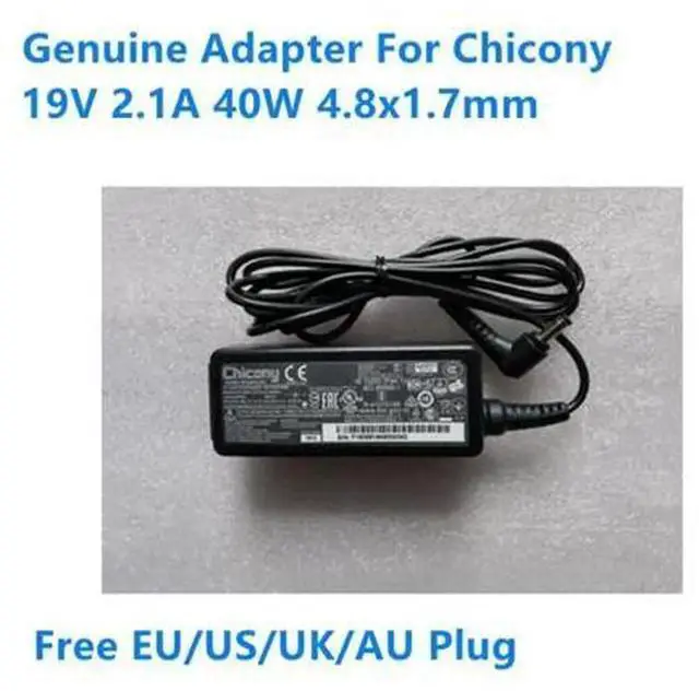 Main image of 40W 19V 2.1A AC Power Adapter Laptop Charger, 4.8x1.7mm DC Tip Replacement Power Supply Compatible with Chicony A13-040N3A A040R074L A12-040N2A Notebook Charger