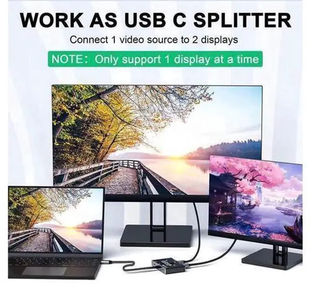 Alt view image 6 of 7 - USB-C KVM Switch for 2 Computers, USB Type-C Switcher Supports 8K@60Hz & 4K@120Hz Video, 10Gbps High-Speed Data Transfer, 100W PD Fast Charging, Compatible with Thunderbolt 3/4