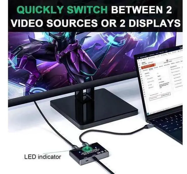 Alt view image 5 of 7 - USB-C KVM Switch for 2 Computers, USB Type-C Switcher Supports 8K@60Hz & 4K@120Hz Video, 10Gbps High-Speed Data Transfer, 100W PD Fast Charging, Compatible with Thunderbolt 3/4