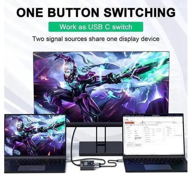 Alt view image 4 of 7 - USB-C KVM Switch for 2 Computers, USB Type-C Switcher Supports 8K@60Hz & 4K@120Hz Video, 10Gbps High-Speed Data Transfer, 100W PD Fast Charging, Compatible with Thunderbolt 3/4