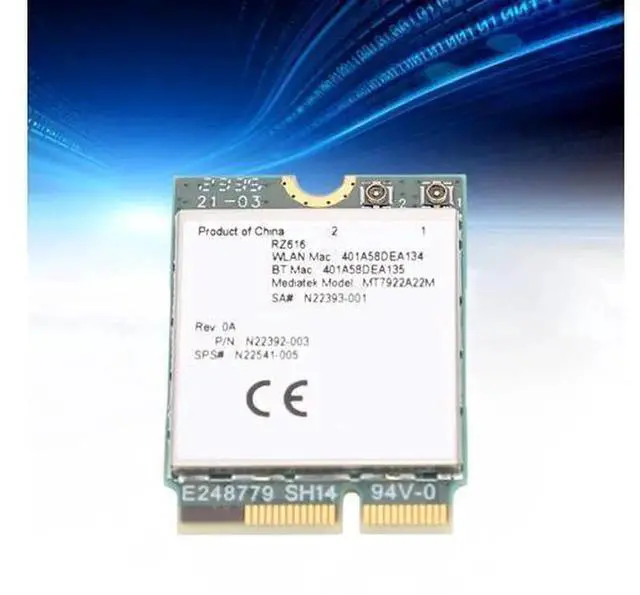 Main image of RZ616 MT7922A22M M.2 WiFi 6E Wireless Network Card Module, 5374Mbps Tri-Band WiFi Adapter with Bluetooth 5.2, M.2 NGFF WiFi Card for Desktop PC, Plug and Play, Compatible with Linux System, Easy to In