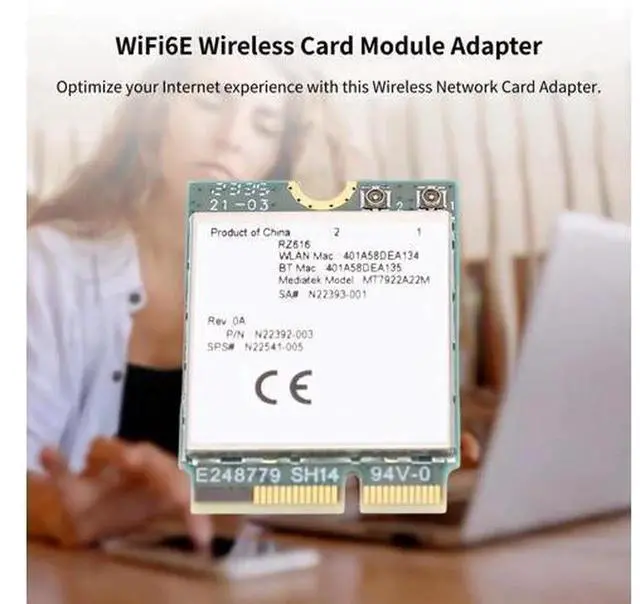 Alt view image 4 of 5 - RZ616 MT7922A22M M.2 WiFi 6E Wireless Network Card Module, 5374Mbps Tri-Band WiFi Adapter with Bluetooth 5.2, M.2 NGFF WiFi Card for Desktop PC, Plug and Play, Compatible with Linux System, Easy to In