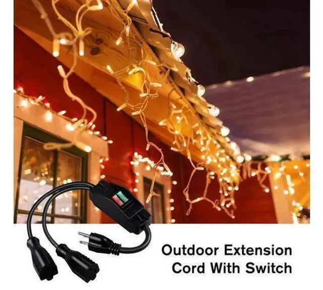 Alt view image 4 of 7 - 2 Outlet Extension Cord Splitter with Individual On/Off Switch, 1.6FT Black Heavy Duty SJTW Outdoor Power Cord, 14AWG 15A 125V & 18AWG 10A 125V 3 Prong Short Extension Cable for Indoor & Outdoor Use