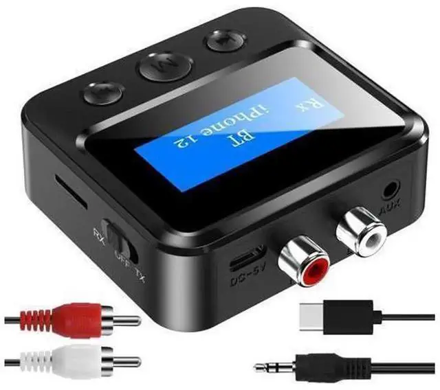 Main image of Bluetooth 5.3 Transmitter Receiver 2-in-1 Audio Adapter with Digital Display, RCA & 3.5mm AUX Ports, TF Card Playback, Wireless Audio Transmitter for TV PC Car Home Theater, Receiver for Headphones Sp