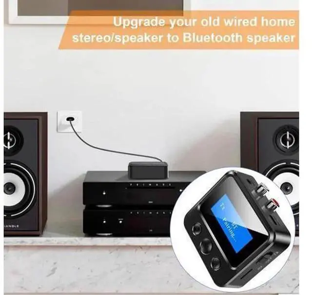 Alt view image 2 of 7 - Bluetooth 5.3 Transmitter Receiver 2-in-1 Audio Adapter with Digital Display, RCA & 3.5mm AUX Ports, TF Card Playback, Wireless Audio Transmitter for TV PC Car Home Theater, Receiver for Headphones Sp