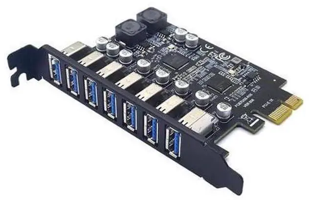 Alt view image 3 of 5 - 7-Port USB 3.2 Gen1 5Gbps PCIe Expansion Card, Built-in RENESAS Third-Generation D720201 Main Control Chip, Internal USB Hub Adapter for Desktop PC, Plug and Play High-Speed Peripheral Expansion Board
