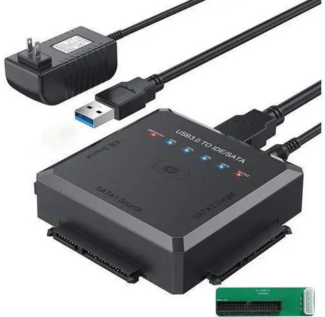 Main image of USB 3.0 to SATA IDE Hard Drive Adapter with One Touch Backup, 5Gbps External Disk Reader with 12V 2A Power Supply, Universal Converter for 2.5/3.5 Inch SSD HDD CD DVD Optical Drives for Data Recovery