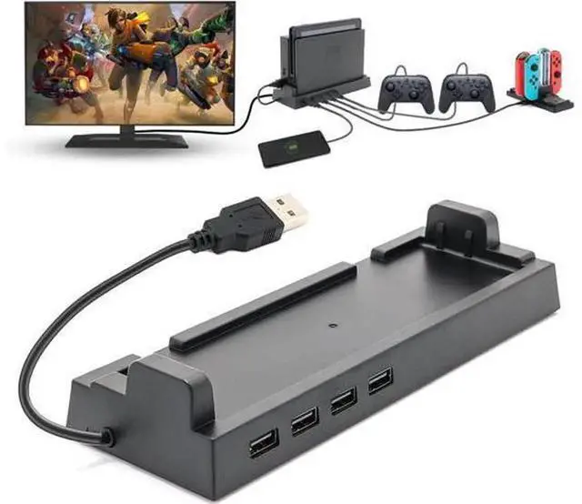 Main image of 2019 Multi-Port Hub Dock Compatible with Nintendo Switch, Portable Switch USB Hub Adapter with 4 Ports for Pro Controllers, Keyboard, Joy-Con Dock, Switch Controllers & Mobile Phones