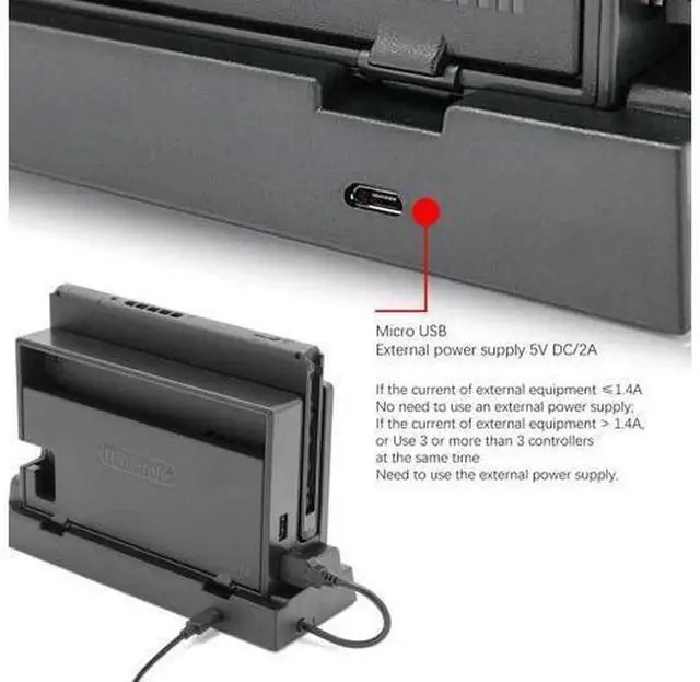 Alt view image 7 of 7 - 2019 Multi-Port Hub Dock Compatible with Nintendo Switch, Portable Switch USB Hub Adapter with 4 Ports for Pro Controllers, Keyboard, Joy-Con Dock, Switch Controllers & Mobile Phones