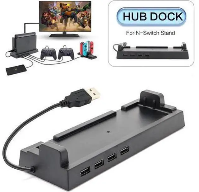 Alt view image 6 of 7 - 2019 Multi-Port Hub Dock Compatible with Nintendo Switch, Portable Switch USB Hub Adapter with 4 Ports for Pro Controllers, Keyboard, Joy-Con Dock, Switch Controllers & Mobile Phones
